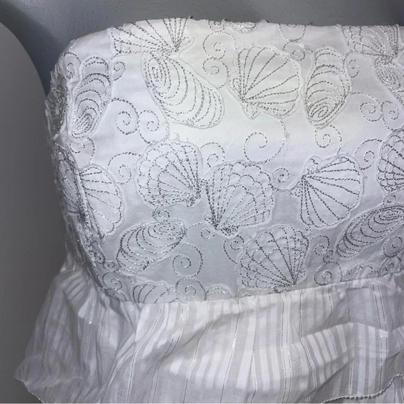 Lilly Pulitzer Arden dress embroidered strapless mini ruffled white cotton 8 - Picture 2 of 11